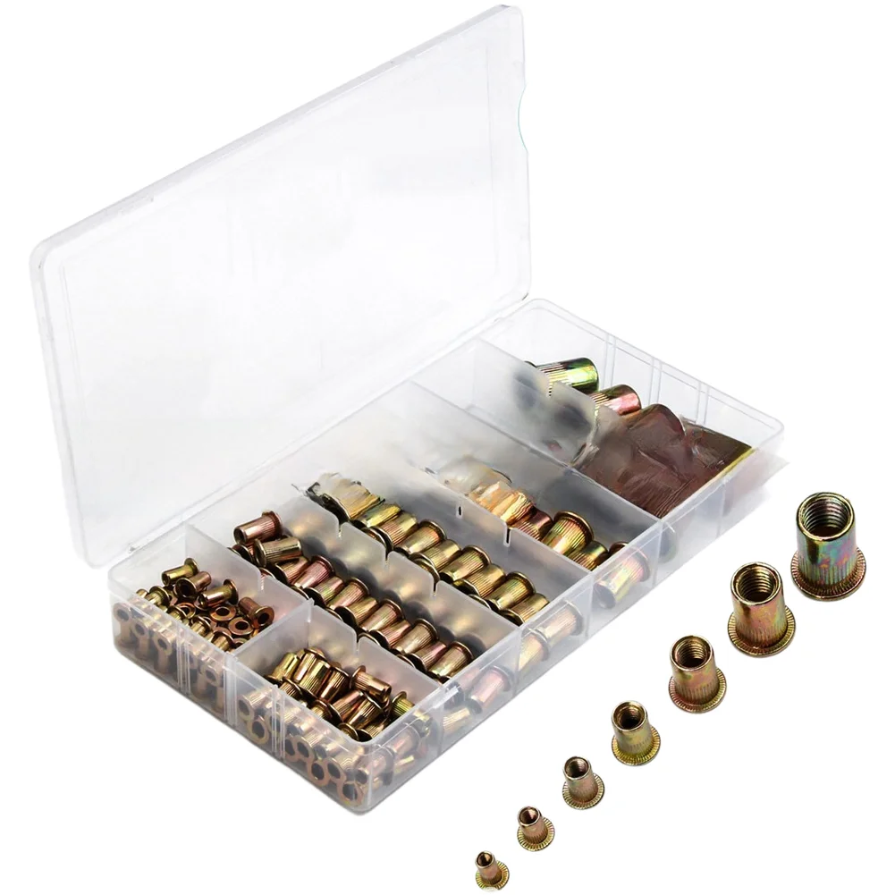 165Pcs Zinc Plated Rivet Nut Kit FOR M3 To FOR 12MM Assorted Carbon Steel Threaded Insert Set Riveting Nut