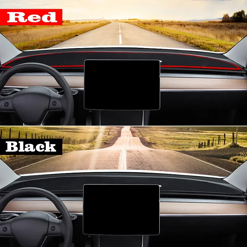 For Tesla Model Y 2021~2024 Model 3 2017~2023 Car Dashboard Cover Sunshade Anti-UV Pad Sun-proof Carpet Non-Slip Mat Accessories