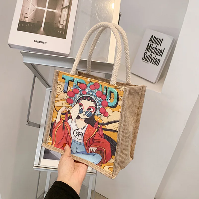 2023 New Women's Bag China Net Red Women's Bag Printed Linen Environmental Protection Women's Bag Fashion Women's Bag