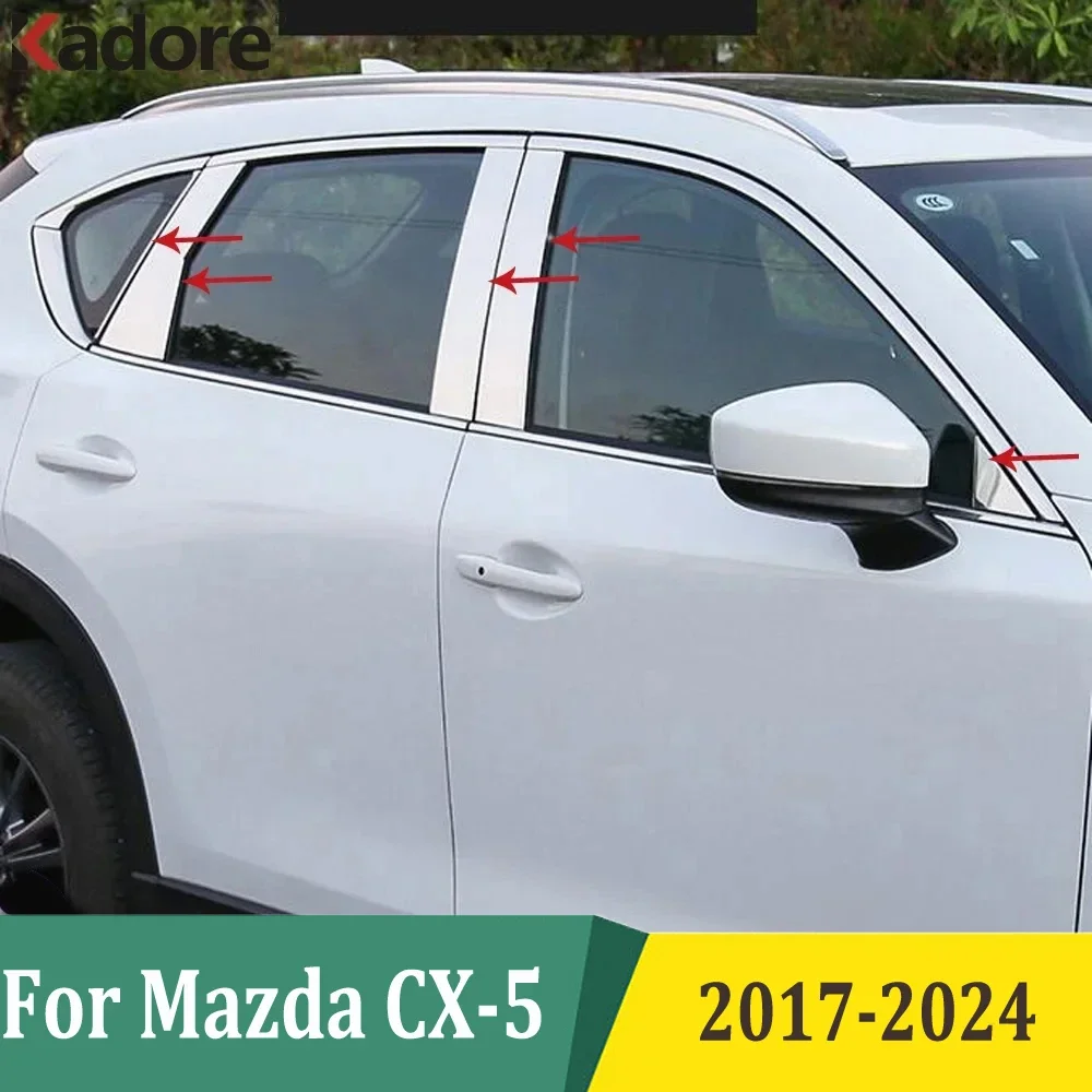 

For Mazda CX-5 CX5 KF 2017-2020 2021 2022 2023 2024 Window Center Pillar Trim Cover B C Pillars Strip Exterior Accessories