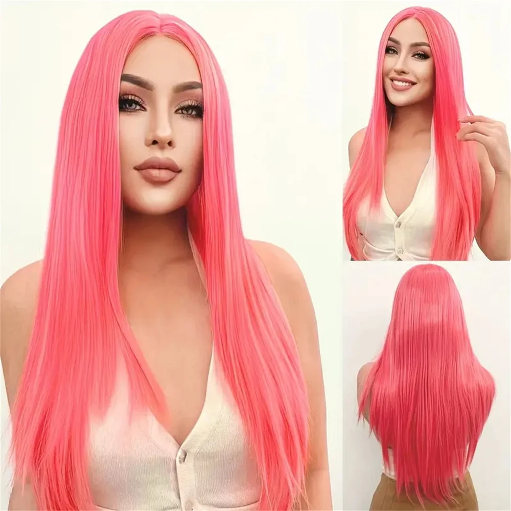 200 Gęstość 13x6 Bone Straight Lace Front Human Hair Wig 13x4 Hd Pink Human Hair Lace Frontal Wig For Woman Cosplay Choice