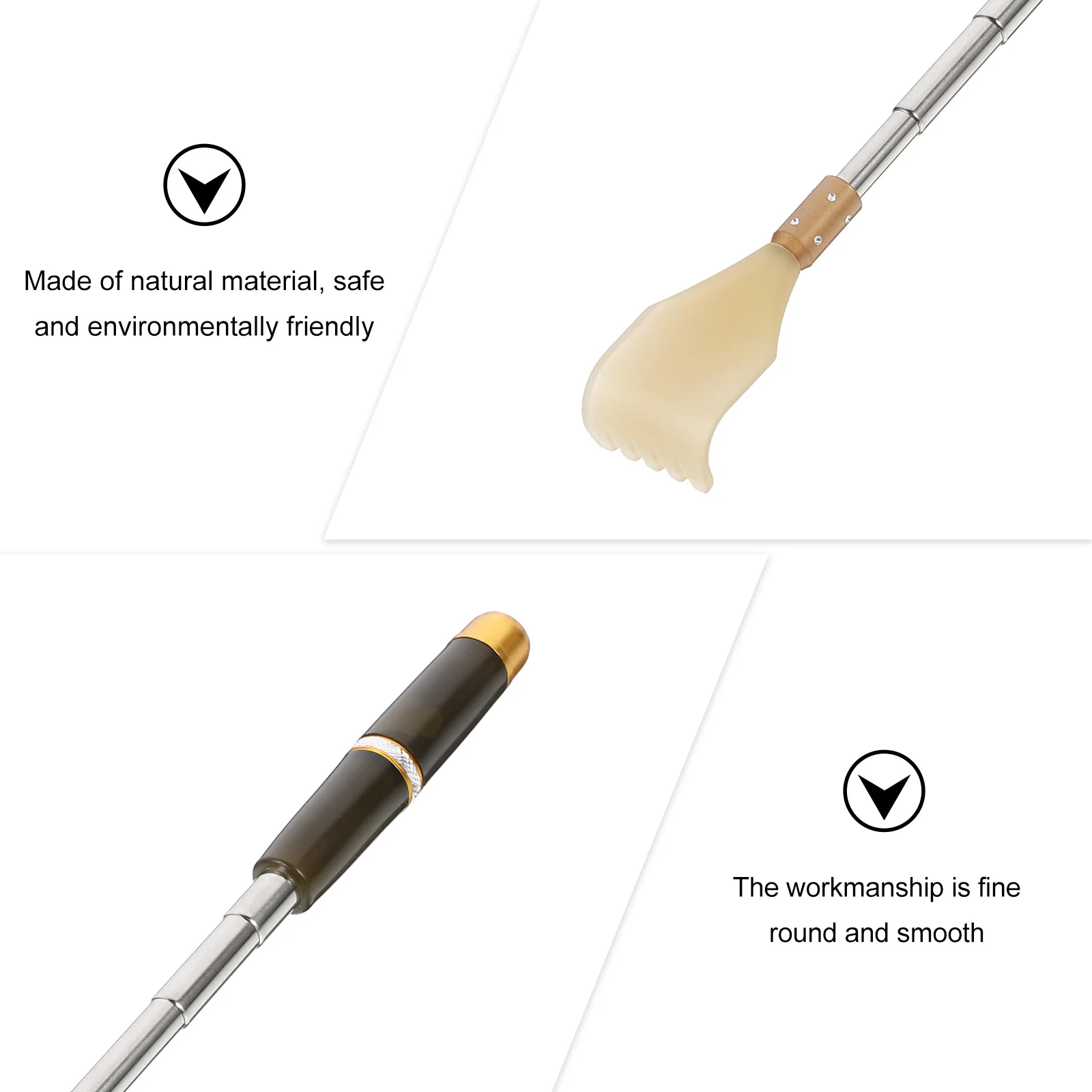 

1Pcs Retractable Back Massager Scratch Stick Comfortable Smooth Design Khaki Scratching Stick Back Scratcher Handmade Scratcher