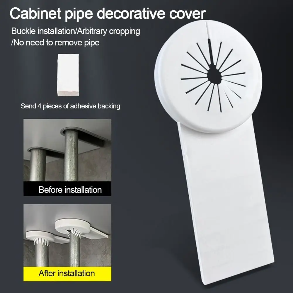 Sink Faucet Decorative Cover Self-adhesive Drain Pipe Cover White Plastic Guards for Drainage Pipe Home Kitchen Drain Fittings