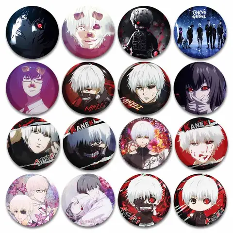 Anime Tokyo Ghoul Knappnålar Tecknad Ken Kaneki Touka Juuzou Cosplay Badge Kreativ Rund Brosch på Ryggsäck Hatt Smycken Gåvor 8 best sales Tokyo Ghoul-nål - №1