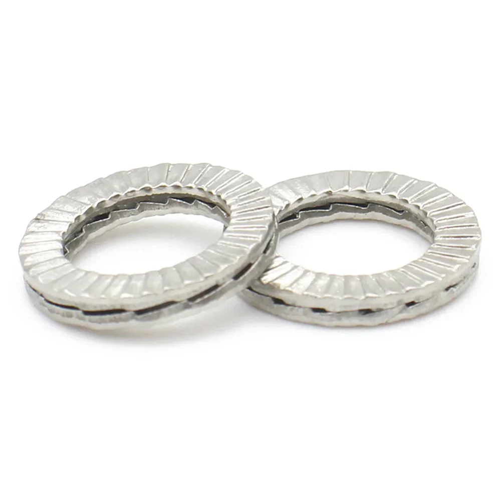 5-20Pairs (2pcs glued) Self-Lock Washers M3 M4 M5 M6 M8 M10 M12 M14 M16 M18 M20 M22 Genuine Wedge Stainless Steel Dacromet