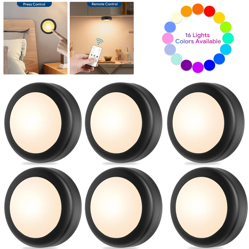 

LED RGB Ice Ball Night Light Remote Control Dimmable Under Cabinet Light Wireless Night Light Kitchen Closet led lights