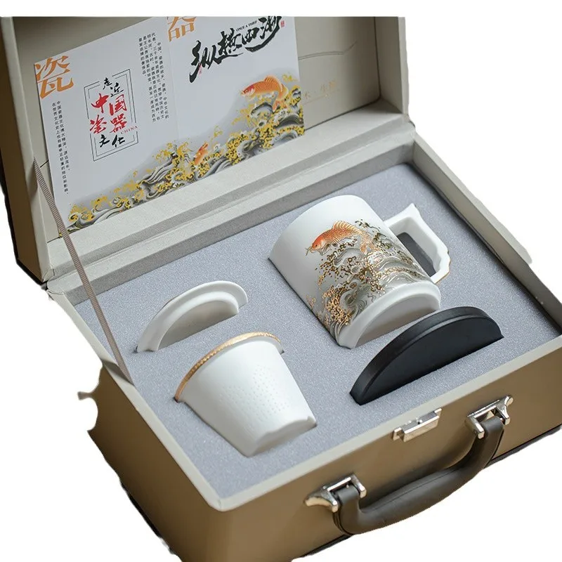 CX tea separation ceramic tea cup business high-end water cup gift box