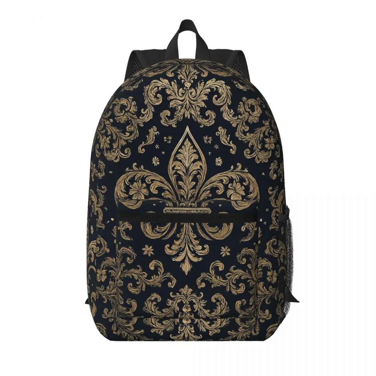 

Luxury Fleur-de-lis Ornament Student Backpack School Bag Hiking Travel Daypack for Boys Girls Bookbag Shoulder Bags