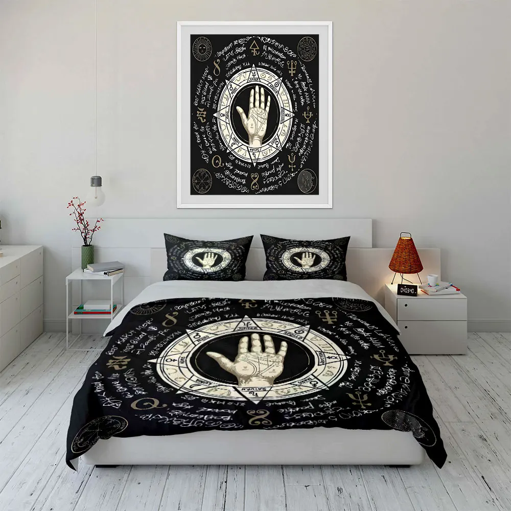 Mysterious Palmistry and Astrology Symbols Print Soft Comfortable Duvet Cover Bedding Set Included 1*Duvet Cover  2*Pillowcases