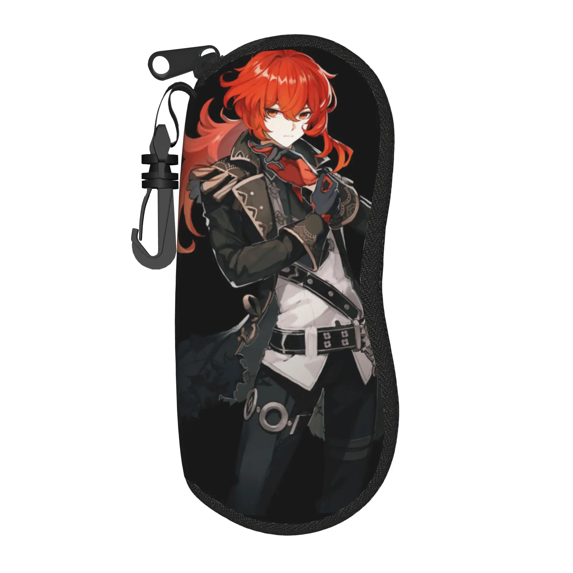 

Genshin Impact Diluc Anime Game Glasses Case Men Women Waterproof Zipper Glasses Storage Box Office Eyeglasses Box