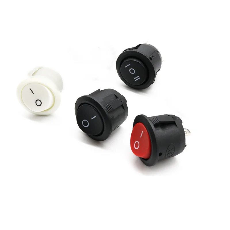 5Pcs KCD1-105 Diameter 16.5mm Small Round Boat Rocker Switch Mini Round Black White Red 2Pin/3Pin ON-OFF ON-OFF-ON Rocker Switch