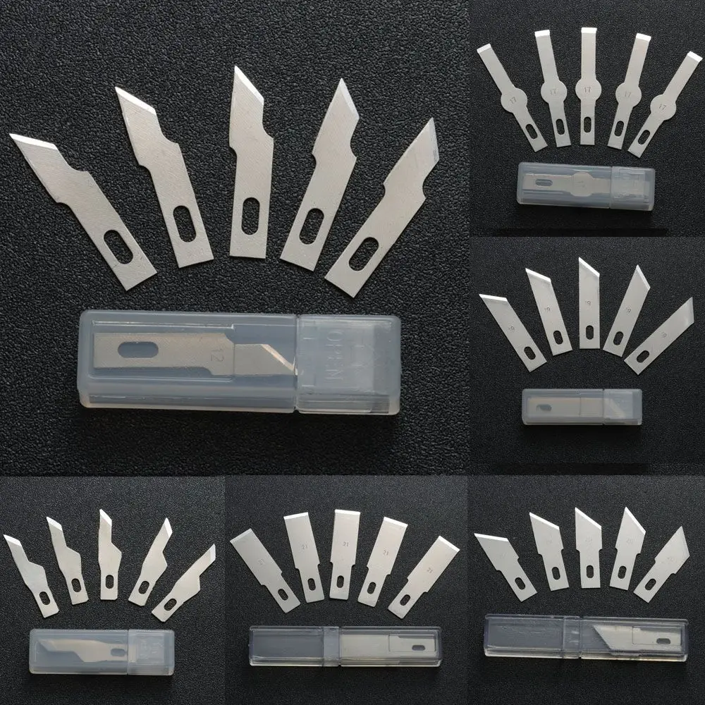 5pcs/set Metal Hand Tools Engraving Craft Knives PCB Repair 10pcs Blades Cutter Scalpel Knife Parts