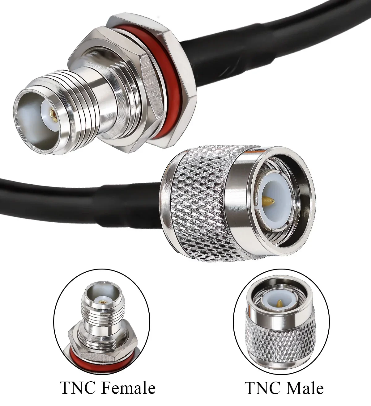 TNC RG58 Jumper Cable TNC Male Plug to TNC Female Bulkhead WiFi Antenna Extension Cable Low Loss Coaxial Cable 30cm 50cm 1M-5M