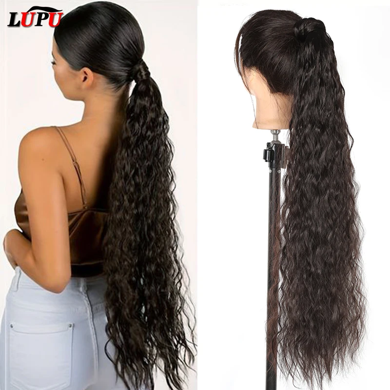 

LUPU Synthetic Ponytail 32 inch Super Long Curly Wrap Around Pony Tail Hairpieces for Women Clip In Fake False Hair Extensions