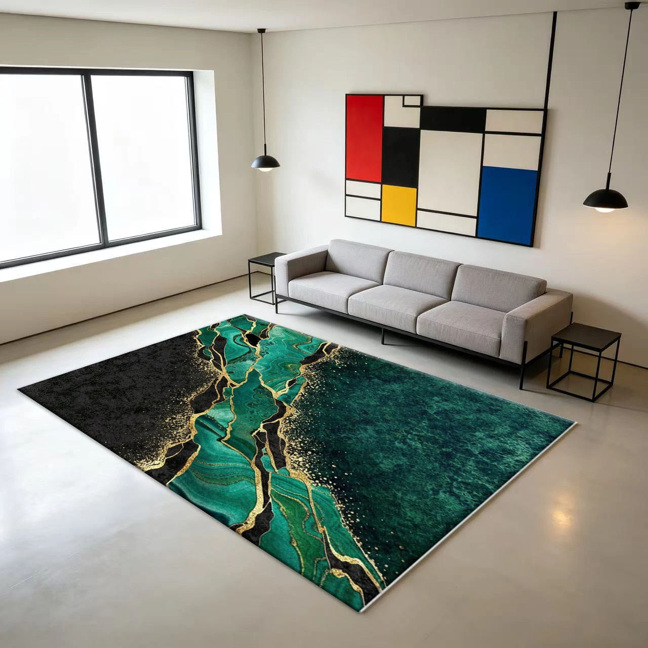 Luxury Marble Agate Print Carpet Flooring Stylish Indoor Floor Rug for Living Room Bedroom Home Art Decor