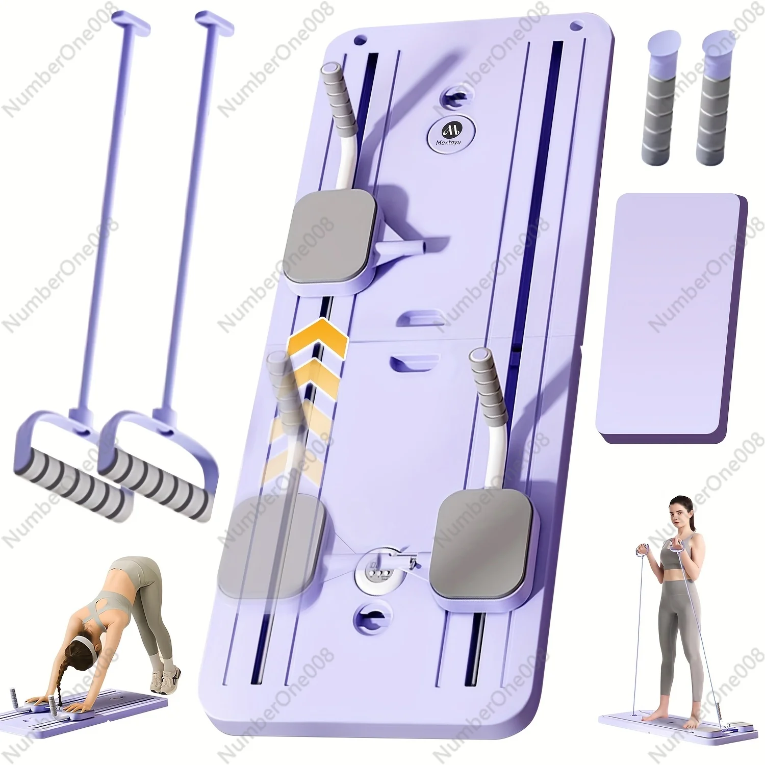 

6 in 1 Multifunctional Foldable Pilates Reformer Board Set with Timer for Ab Exercises and Abs Roller Suitable for Home Use