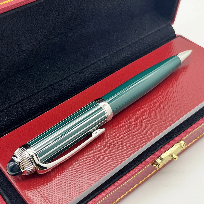 Lanlan Luxury CT Classic Blue & Green Ballpoint Pen Stainless Steel Ragging Writing Smooth Office Stationery With Gem