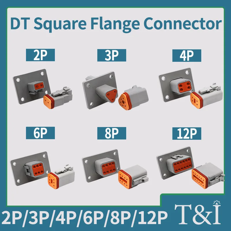 

5/10/100Sets Deutsch DT Waterproof Connector With Fixed Flange Plug DT04/06-2/4/6/8P-L012 Amphenol Genuine Car Wiring Plug