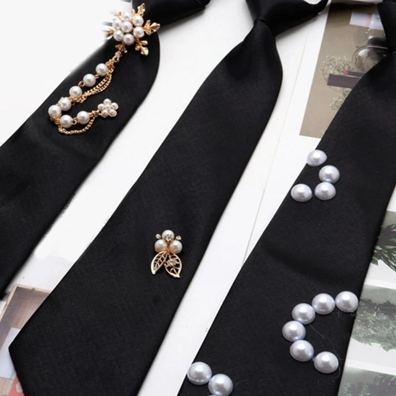 1pc/3PCS Pearl Neckties Clip Closure Neck Tie for Uniform Necktie Suits Simple Lazy Person Student Boys Elegant Tie