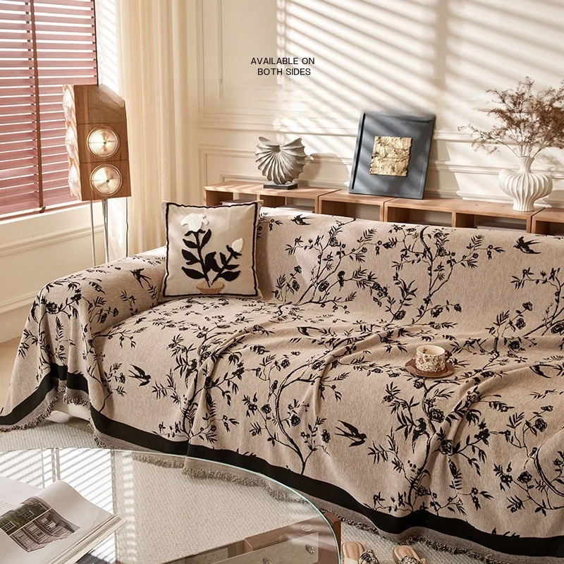 Sofa Cover Blanket Towel French Retro High-end Sense Universal in All Seasons Anti-cat Scratching Double Sided Usable Sofa Towel