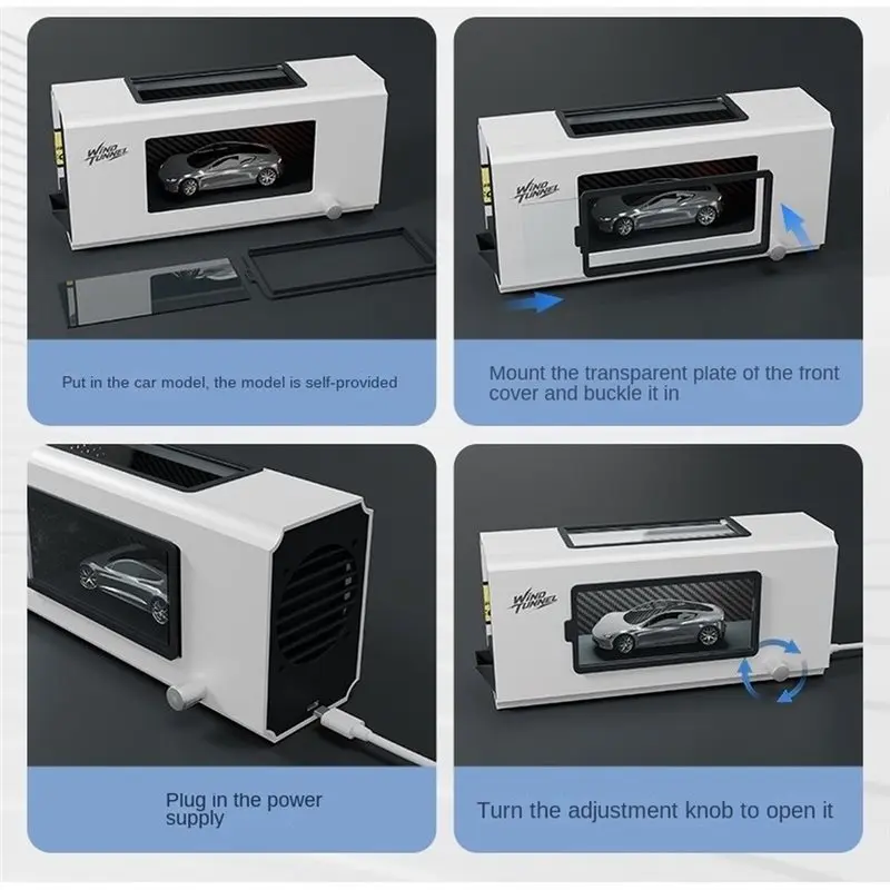 FBIL-Display Dynamic Airf Air Flow Water Mist Wind Tunnel Simulator, Desktop 1:64 1:43 Scale Car Model Compatible