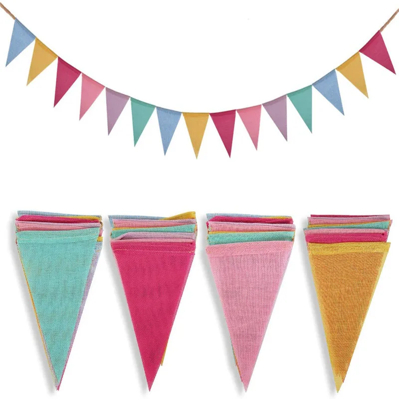 

120pcs 12*17cm/4.9*6.7inches Lines Pennant Flag Birthday Wedding Party Banner Holiday Decoration Colored Flag