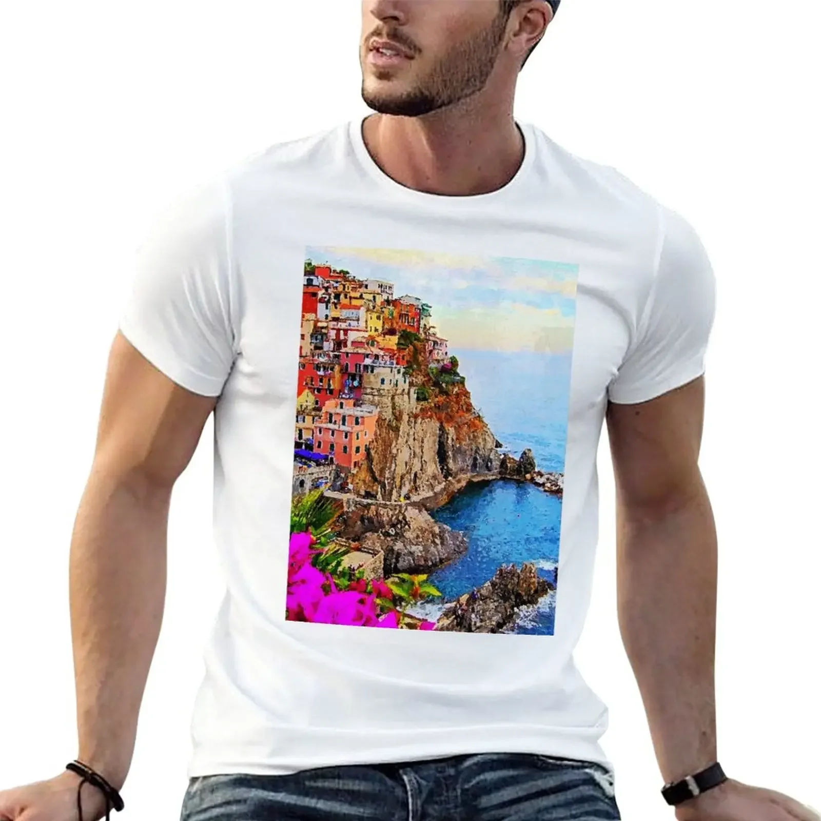 Italy, Cinque Terre T-Shirt oversized funnys mens clothing