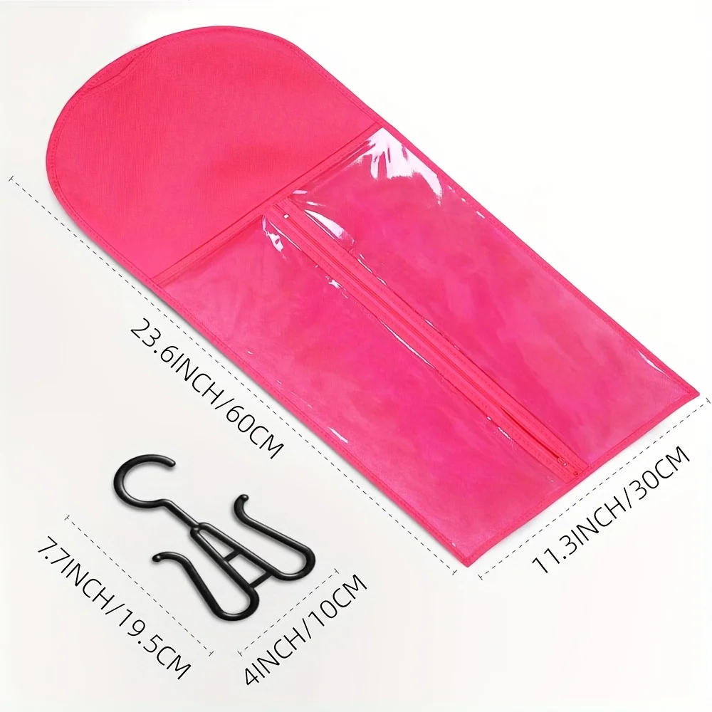6pcs Long Hair Extensions Storage Bag Non-Woven Dust Proof Wigs Carrier Bags With Plastic Hanger For Home Salon Organizer view 4
