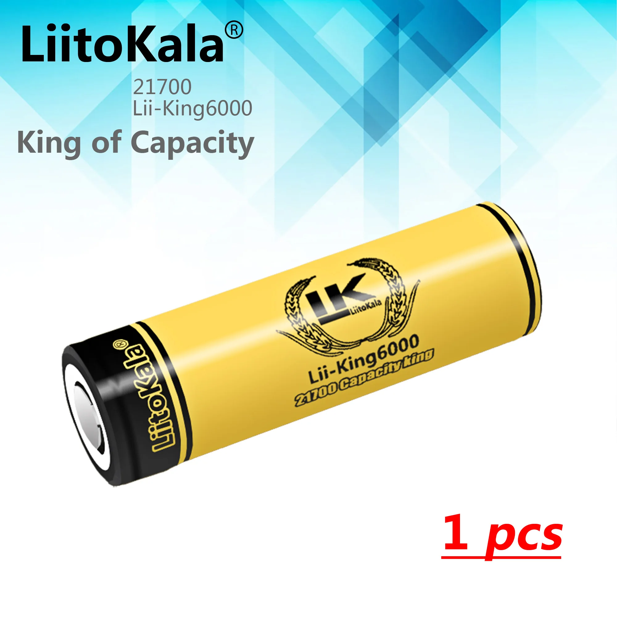 1PCS LiitoKala King6000 3.7V 21700 6000mAh Rechargeable Lithium Battery For Speaker LED Flashlight Torch Accessory