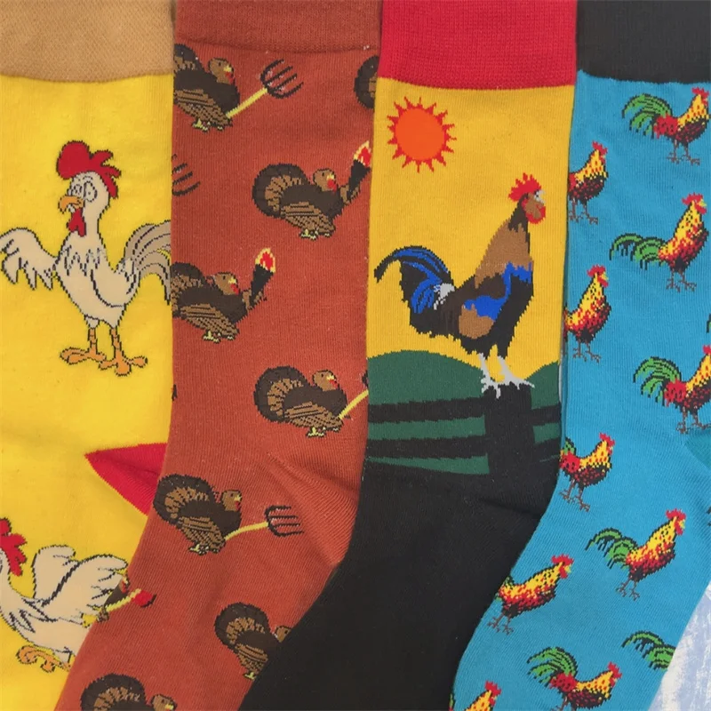 Adult Crew Unisex Cartoon Cock Rooster Crow Funny Cute Socks Chick Carapace Dopamine Color Pheasant Hen Little Chicken Young