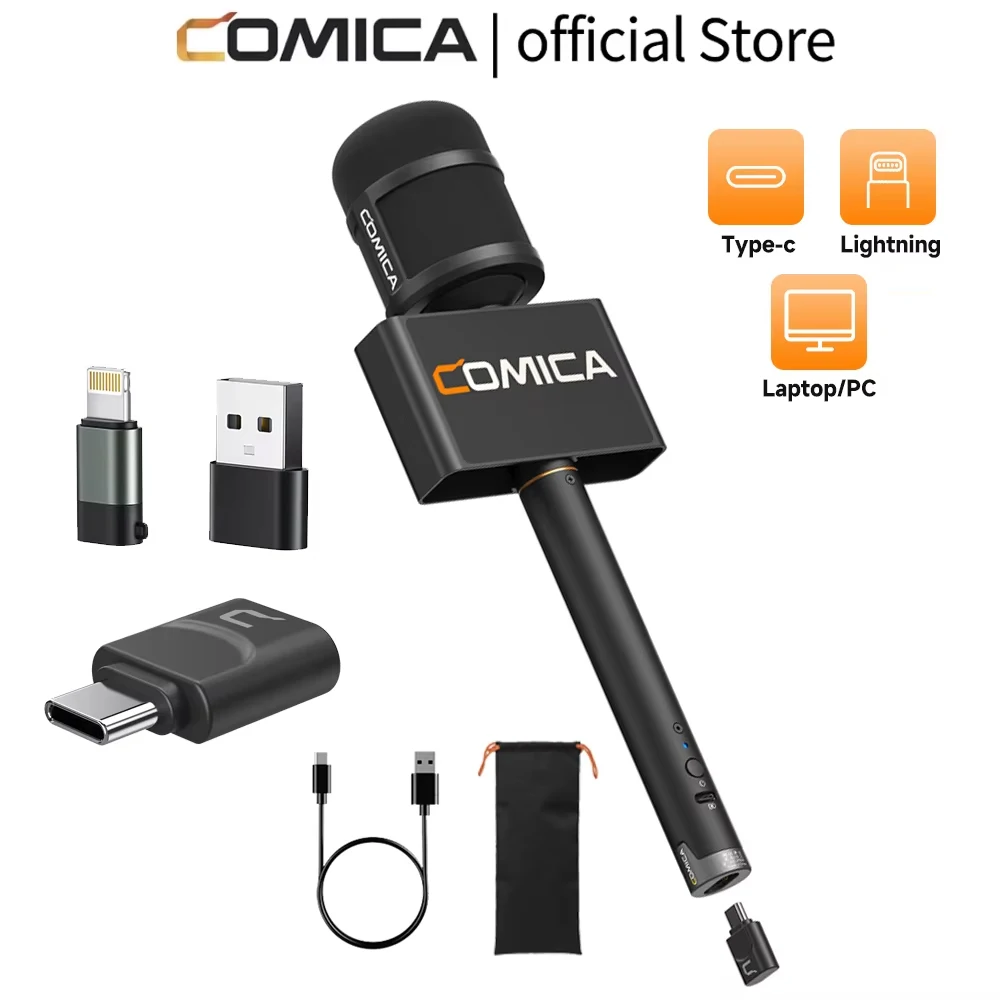 Micrófono Inalámbrico Cardioide COMICA Revo S para Entrevistas con Smartphone, 48kHz/24bit, Reducción de Ruido, Micrófono para Entrevistas en Exteriores