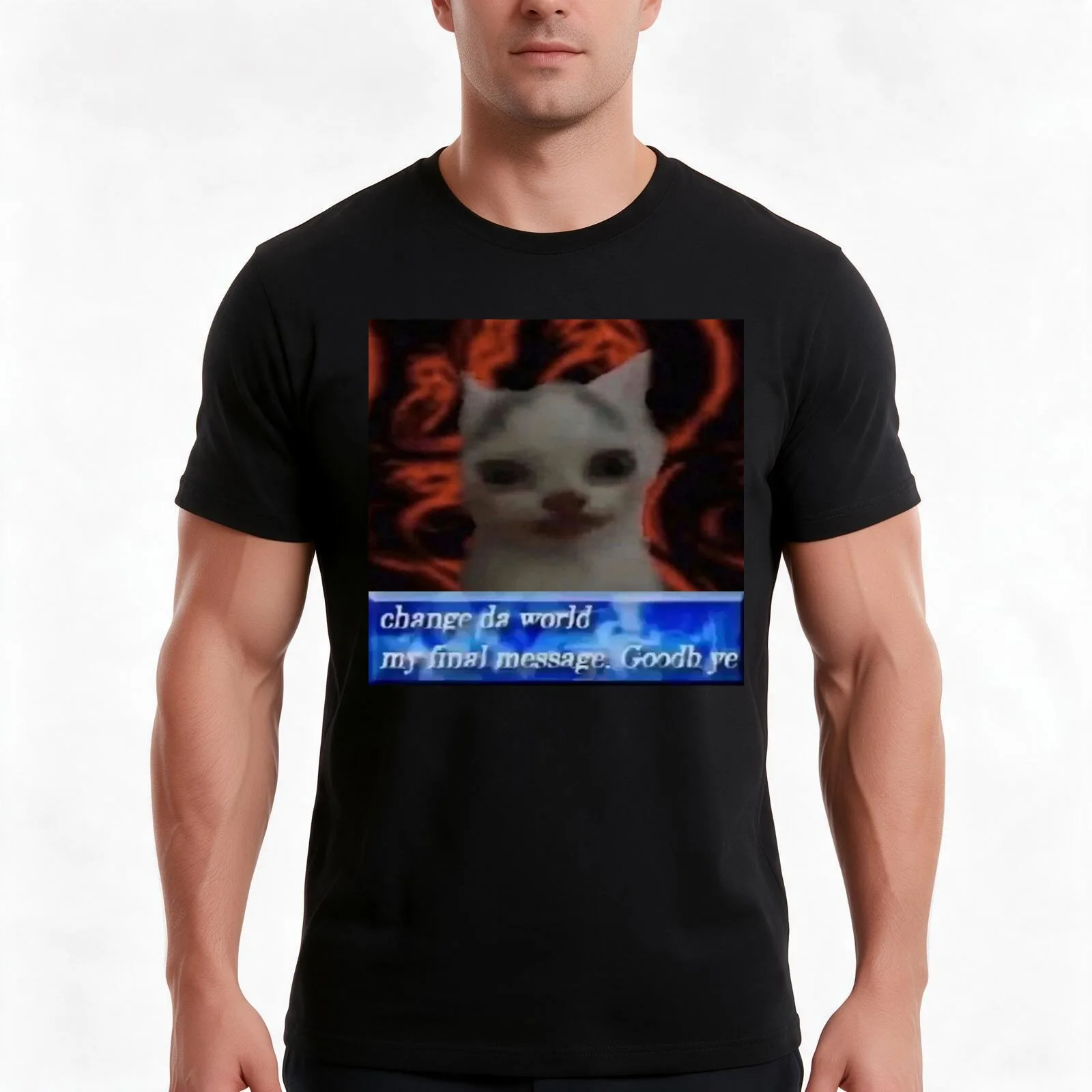 change da world cat T-Shirt Summer Casual Cotton Tee Oversized Streetwear Tops Vintage Graphic Print Loose Fit Short Sleeve