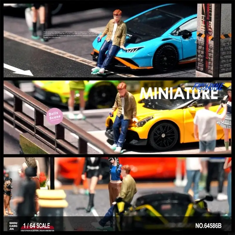 Gestreifte Mädchenfigur, Modell, Maßstab 1:64, handbemalte Miniaturfigur für architektonische Darstellungen, Dioramen, B03E – Detail 3