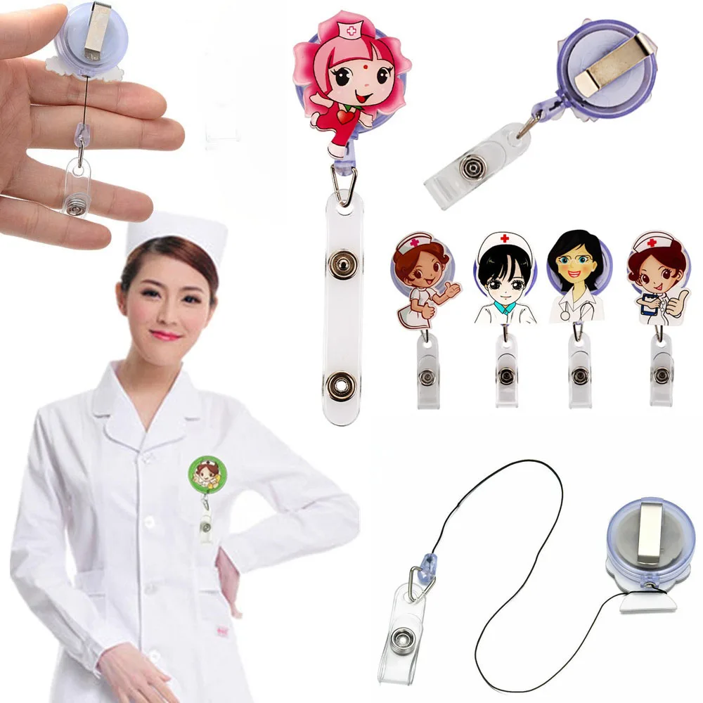 1 Piece Retractable ID Name Badge Reel For Doctors Nurses Work Card Holder Accessories Workers Pass Staff Employee's Card Clip