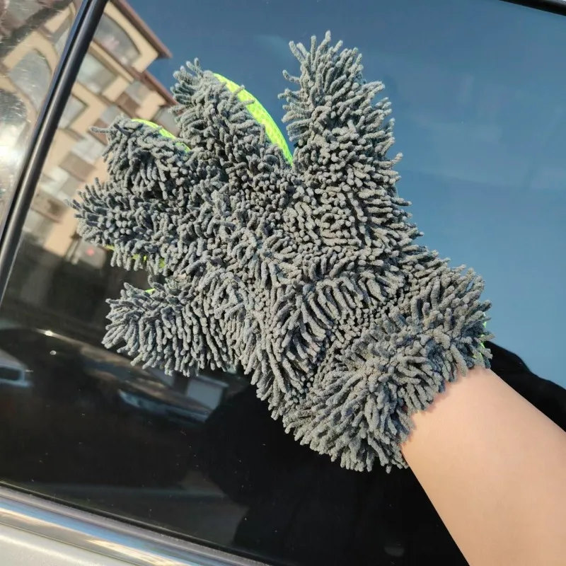 Chenier Five-finger Car Wash Plush Car Towel Is Not Easy To Hurt Paint Mesh Holes Cleaning Rag Gloves Wholesale