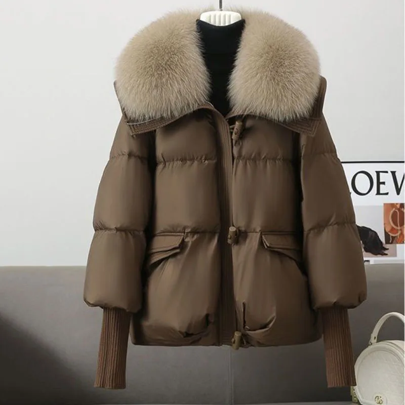 Thickening Top 2024 Winter Fur Collar Fashion Cotton Cotton Jacket Women High Quality Women\'s Cotton Jacket Female Overcoat H94