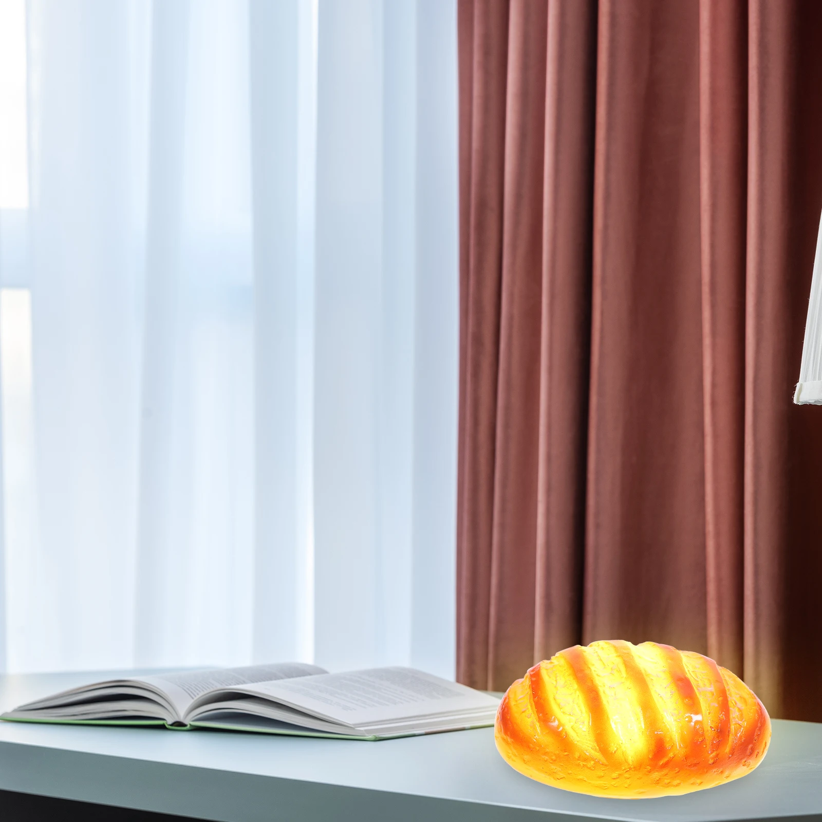 

Bread Shaped Night Lamp Mini Plastic Lovely Decorative Light Safe Party Gift Creative Bread Lamp Bedside Lighting