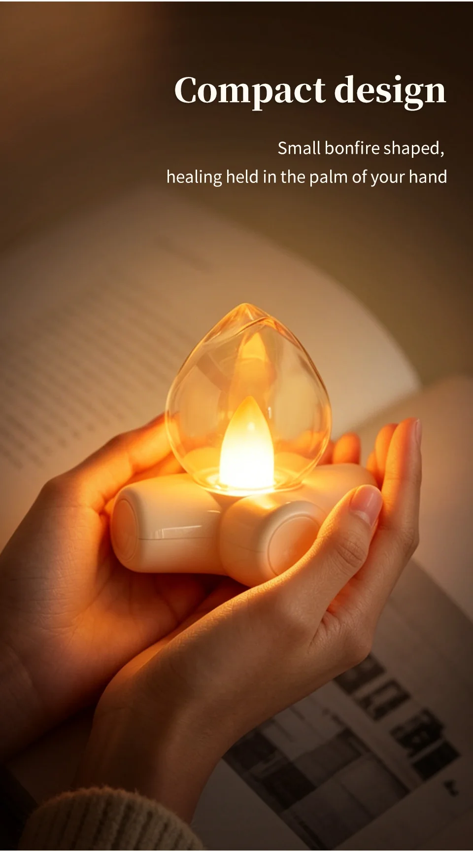 Mini Campfire Simulation Flame Night Light USB Rechargeable Table Lamp LED Candle Lamp Bedroom Decor Atmosphere Lamp Gift