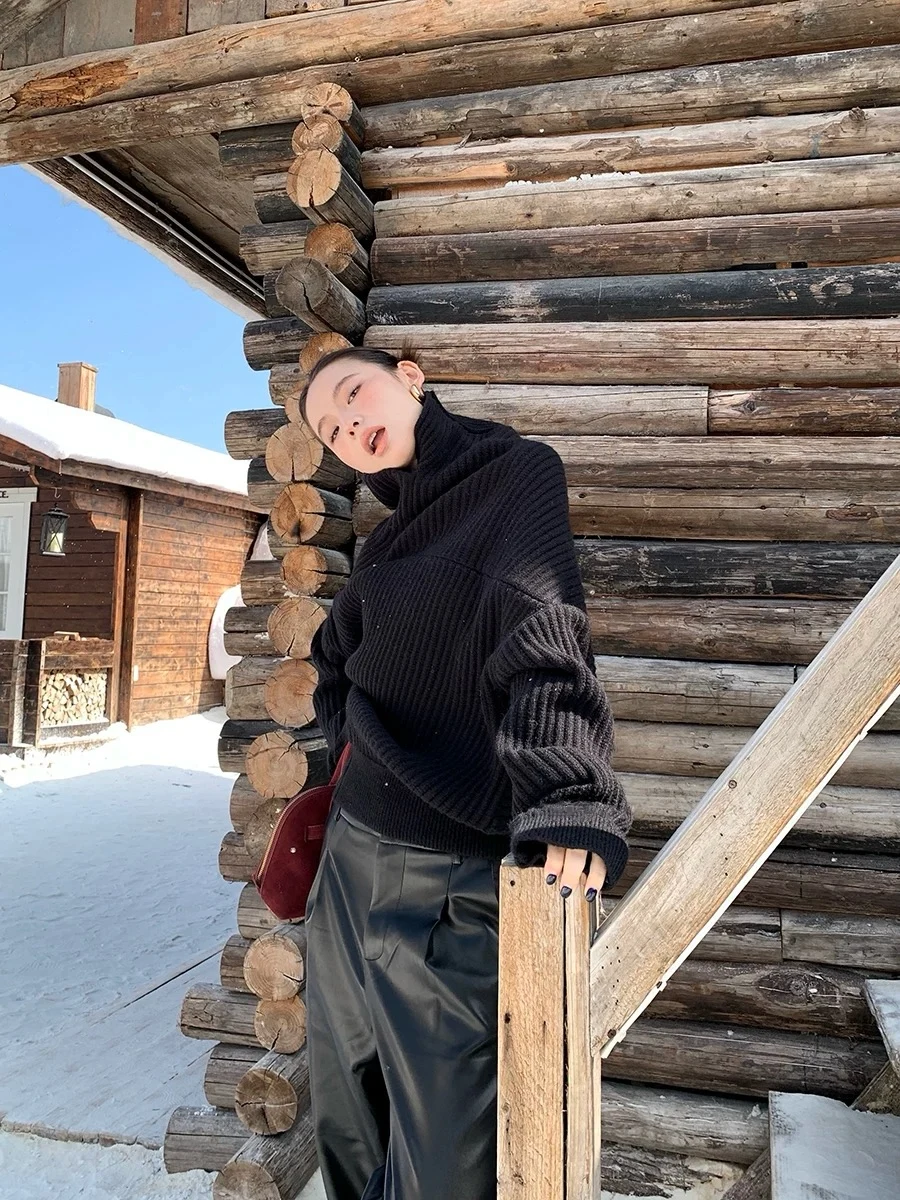 

Женский вязаный свитер High Ne Long Sve, облегающий повседневный свитер F380, асимметричный дизайн, осень-зима, Новое поступление