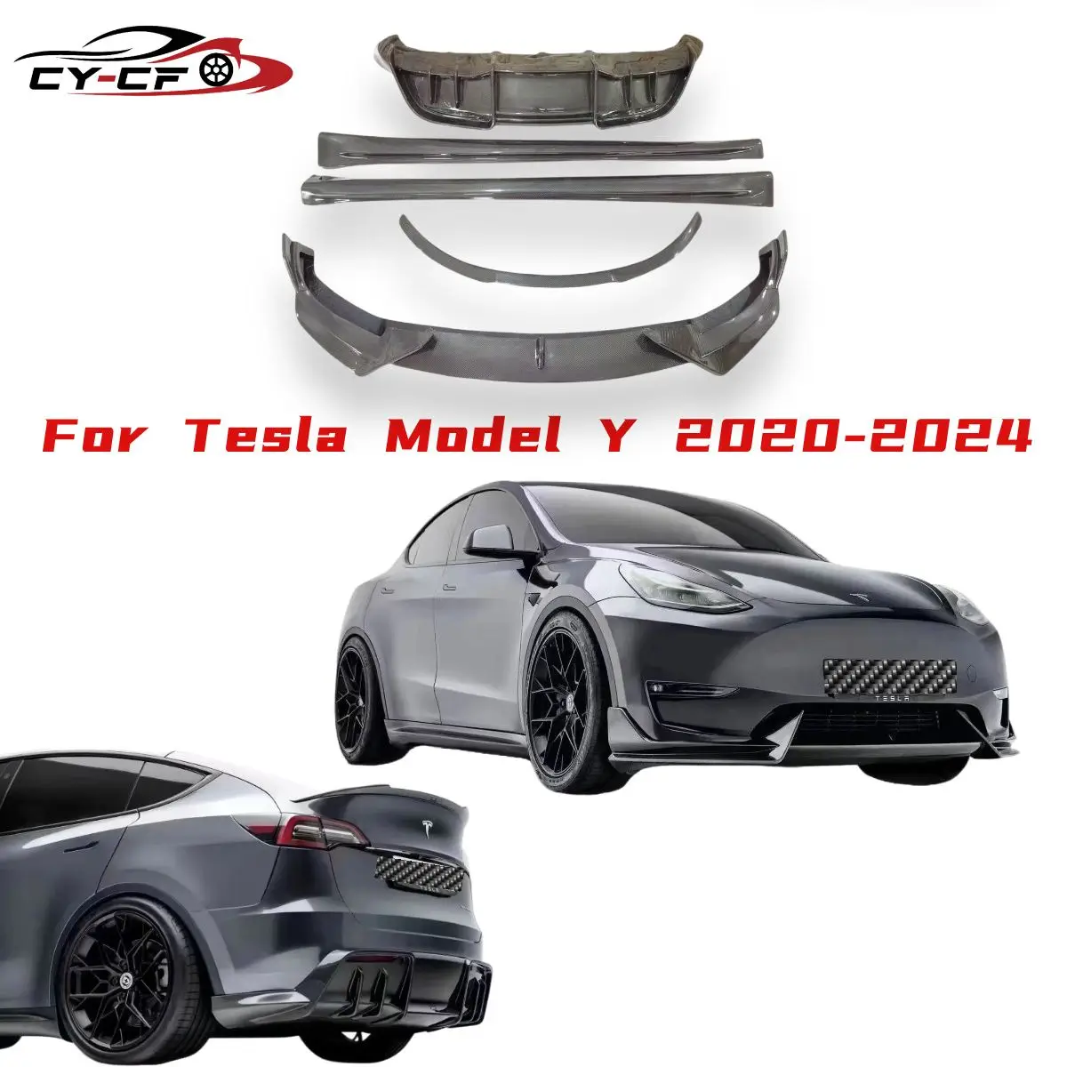 

AD Style Carbon Fiber Tuning Body Kit for Tesla Model Y Carbon Fiber Wind Spoiler Kit for Model Y Aerokit Car Accessories