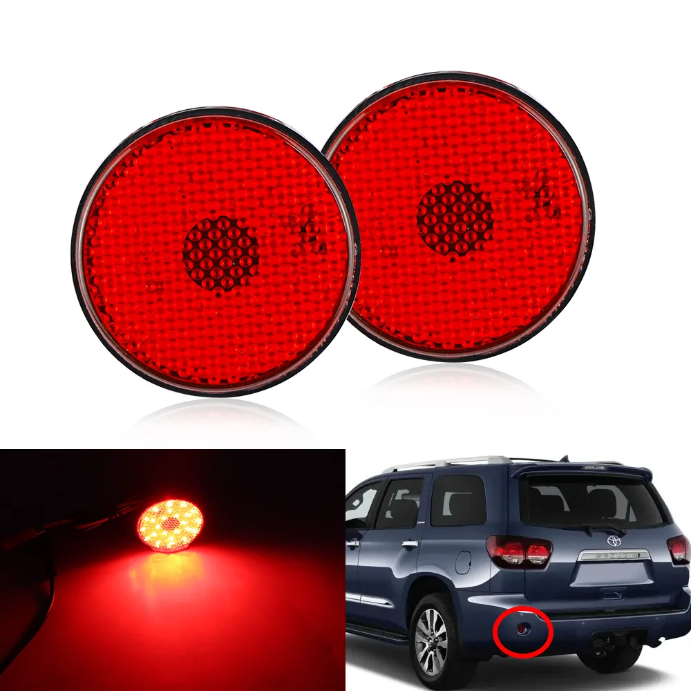 2pcs Tail Stop Brake Lamp LED Rear Bumper Reflector Light For Toyota Highlander 2008 2009 2010 Sequoia ZRR70 Noah Voxy Red Lens