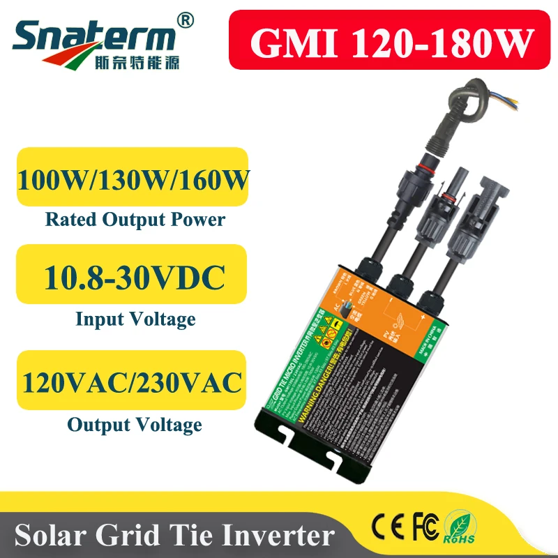 Promotion 120W 150W 180W MPPT Solar Grid Tie Micro Inverter GMI series Solar PV on grid inverter DC10.8V-30V to AC 110V/220V