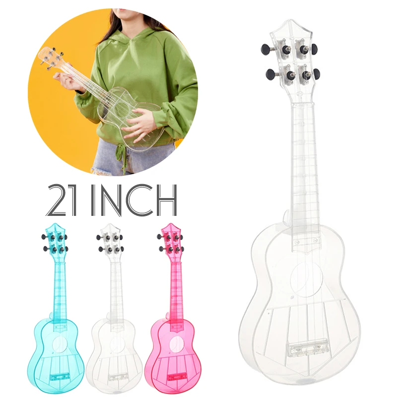 

21 Inch Soprano Ukulele Transparent PC Material Integral Unibody Lightweight Candy Colored 3 Strings Guitar