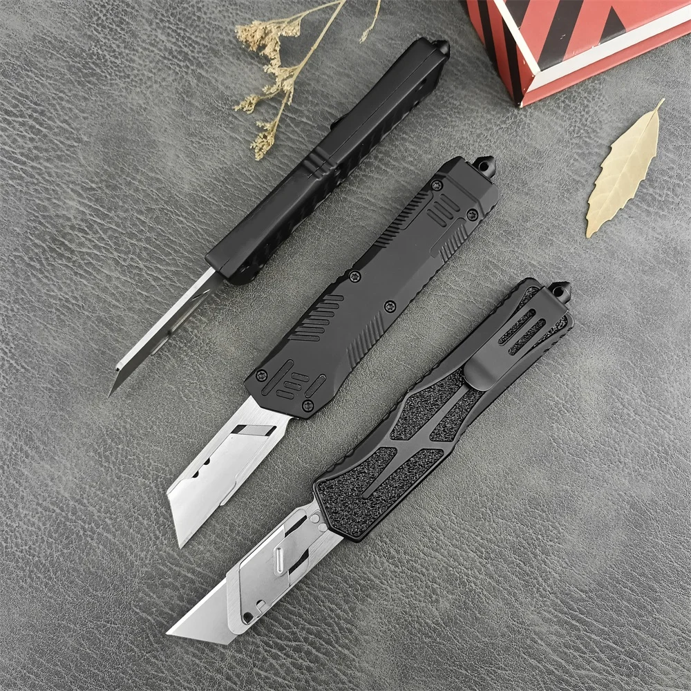 Utility Pocket Folding Knife 440C Tanto Blade Zinc Alloy Handle with A Few Replacement Blades Outdoor Tactical Hunting Tool