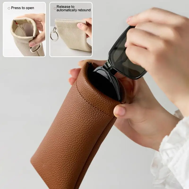 Squeeze Top Sunglasses Bag 1Pcs Automatic Closing Eyeglasses Case Soft Lens Pouch for Pocket Handbag Use
