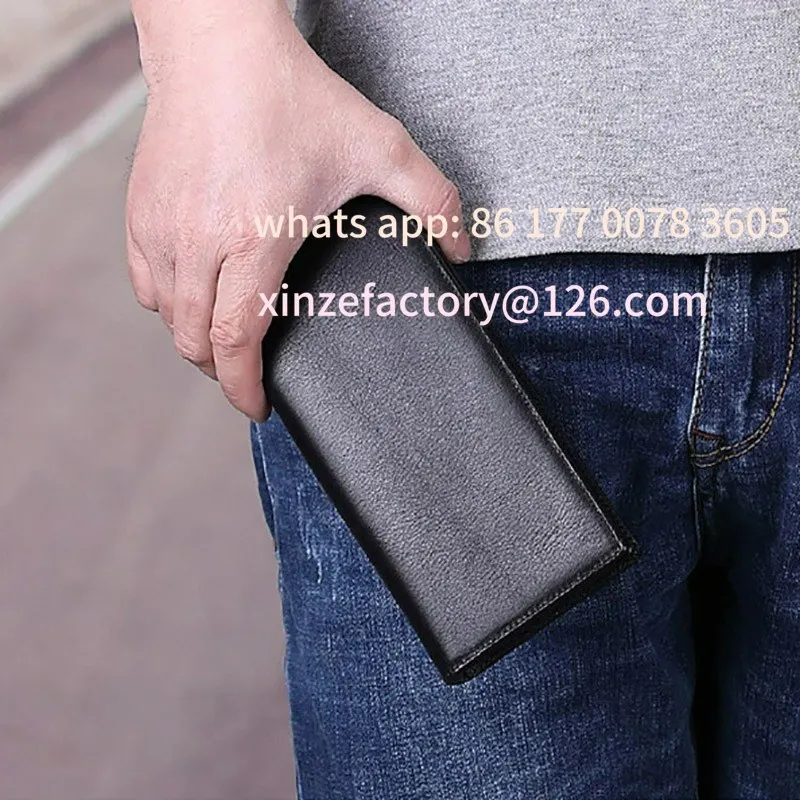 Customizable Men Name Customize Engraving Wallets Vintage Crazy Horse Genuine Leather Men Long Wallet Slim Card  Holder