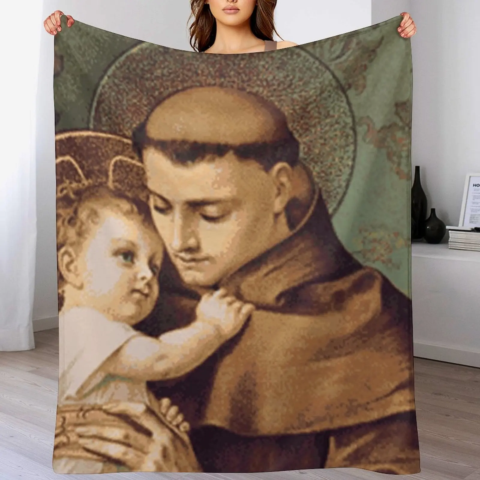 

St Anthony of Padua Throw Blanket Bed Decorative Sofas Travel wednesday Blankets