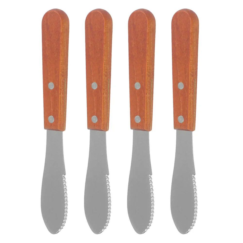 

4 Pcs Wooden Handle Cheese Knife Spreader Butter Sandwich Corn Wear-resistant Jam Household