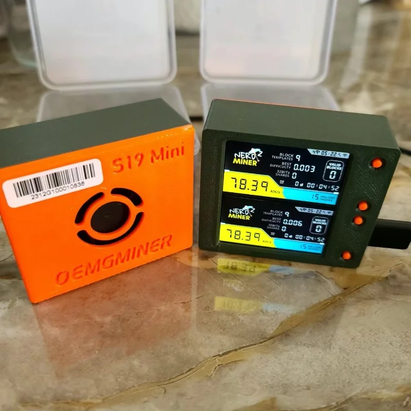 S19Mini Bitcoin Miner com Hashrate, Nerd Miner, Mineiro de loteria BTC, V2 Plus, 2 * 78KH/s, V1.6.3