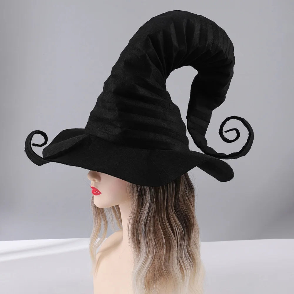 

Halloween Party Decorations Felt Wizard Hats Witch Hats Handmade For Women Black Witch Hat Web Witch Masquerade Cosplay